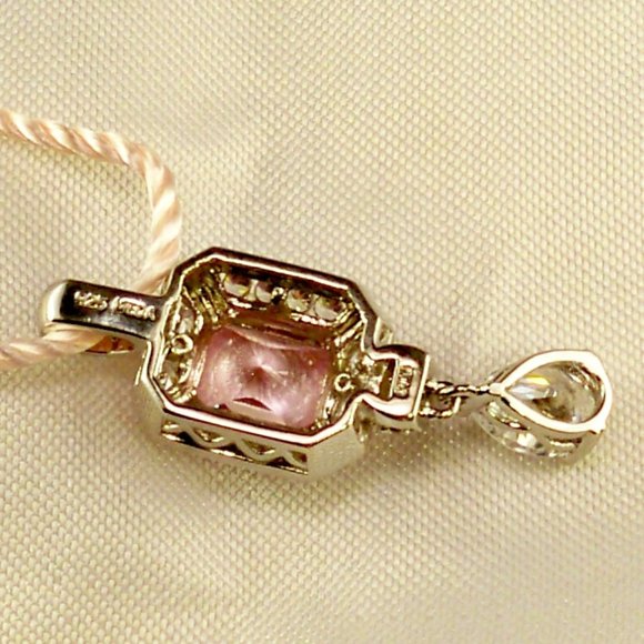 New Victoria Wieck Pink Cubic Zirconias Pink Satan Rope, Chain Silver Necklace - Picture 5 of 8